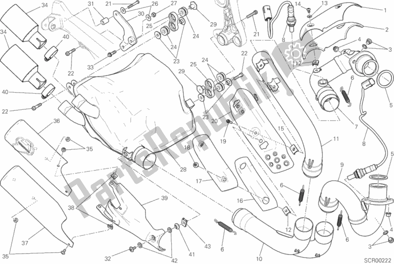 Todas as partes de 019 - Sistema De Exaustão do Ducati Scrambler Flat Track Thailand 803 2015